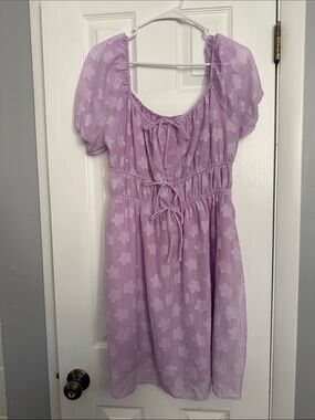 ASOS Lilac Puff-Sleeve Tie-Waist Casual Dress